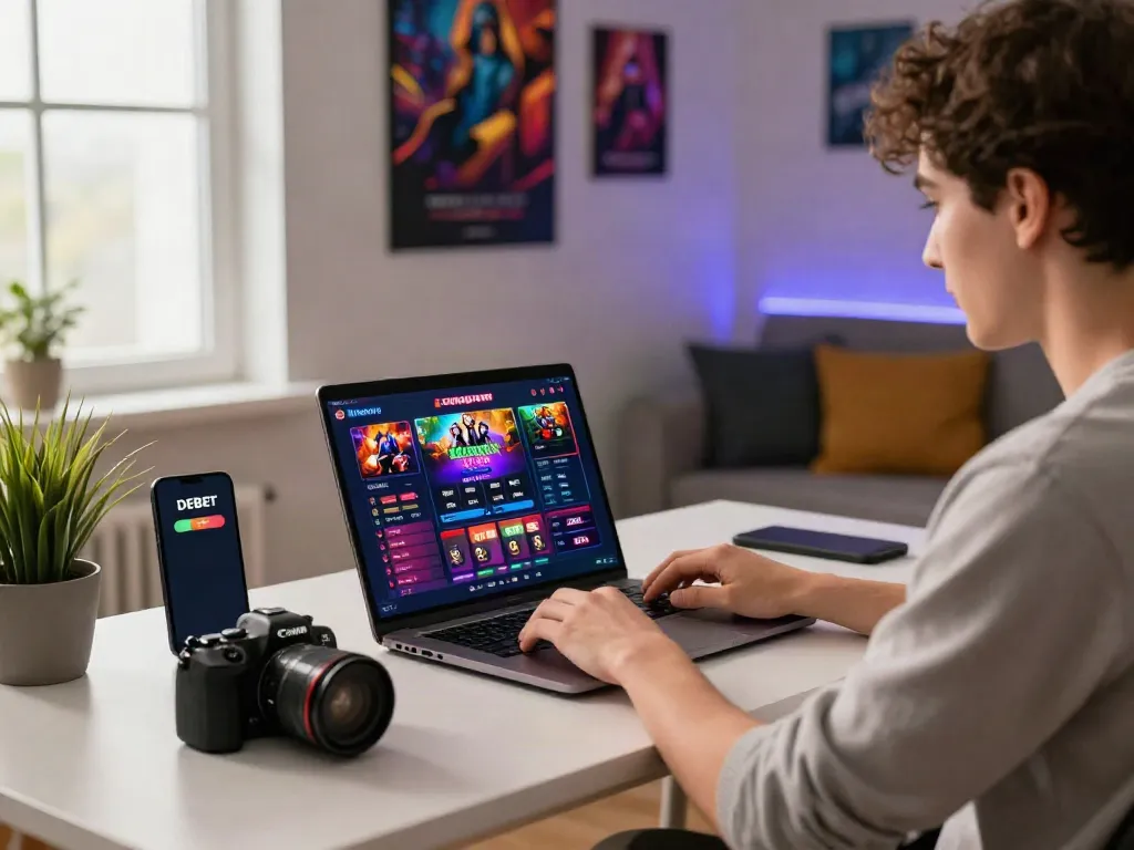 Dynamic online gaming experience on DEBET platform with vibrant user interface