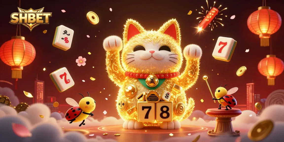 Experience SHBET’s vibrant casino world through a dynamic illustration of the lucky cat and gaming elements.