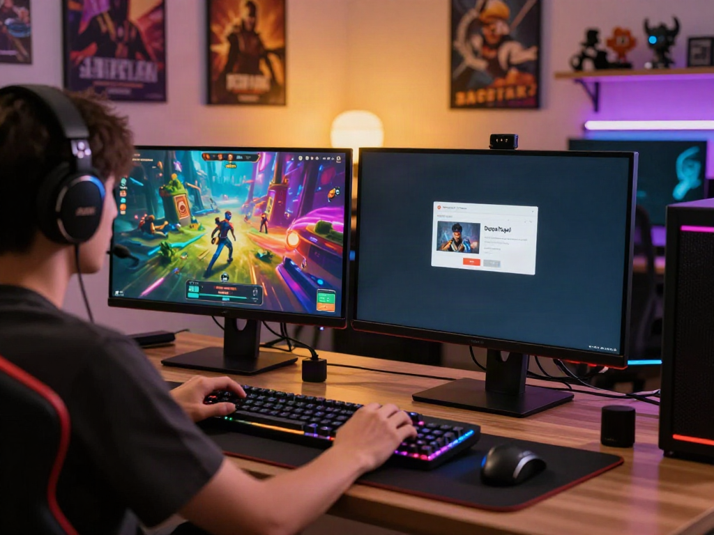 Login Dewatogel screen displayed on smartphone next to gaming setup, showcasing an immersive online gaming environment.
