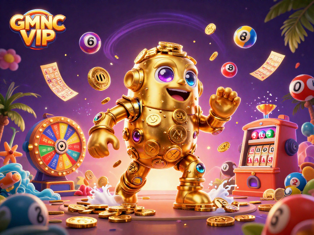 Engage in gambling excitement with GMNC VIP's vibrant casino illustration showcasing luck and strategy.