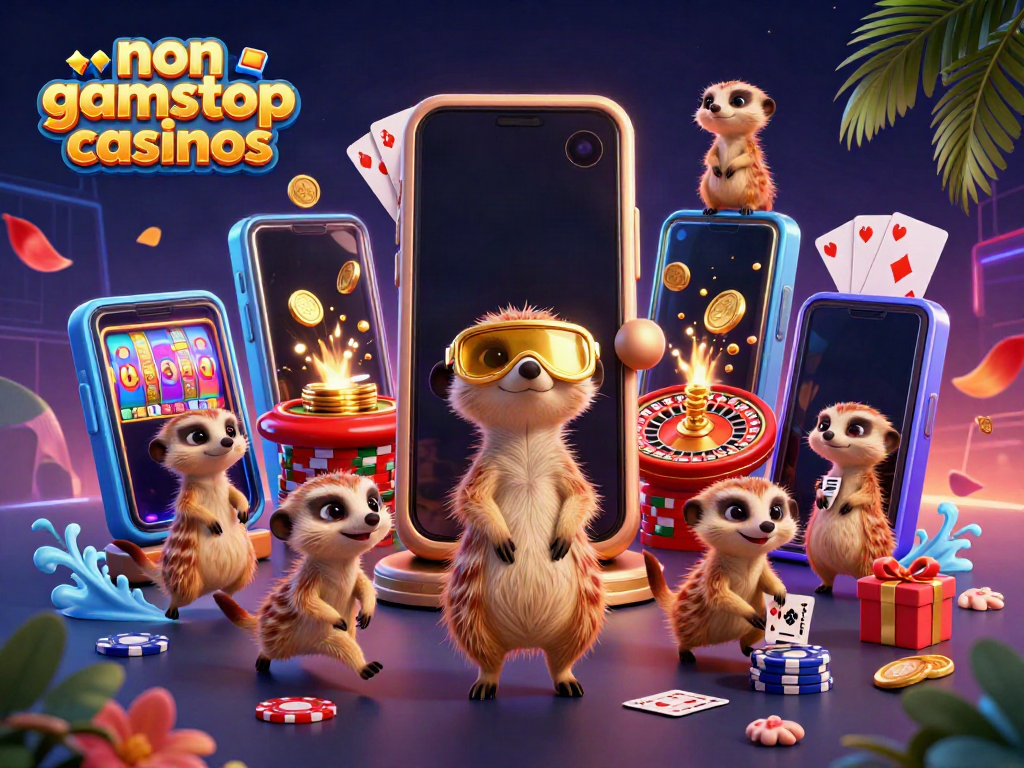 Experience non gamstop casinos with animated meerkats managing a lively casino.