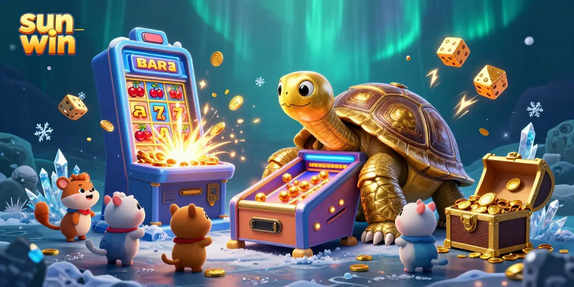 Experience big wins at sun win with a thrilling jackpot scene featuring playful characters and vibrant casino elements.