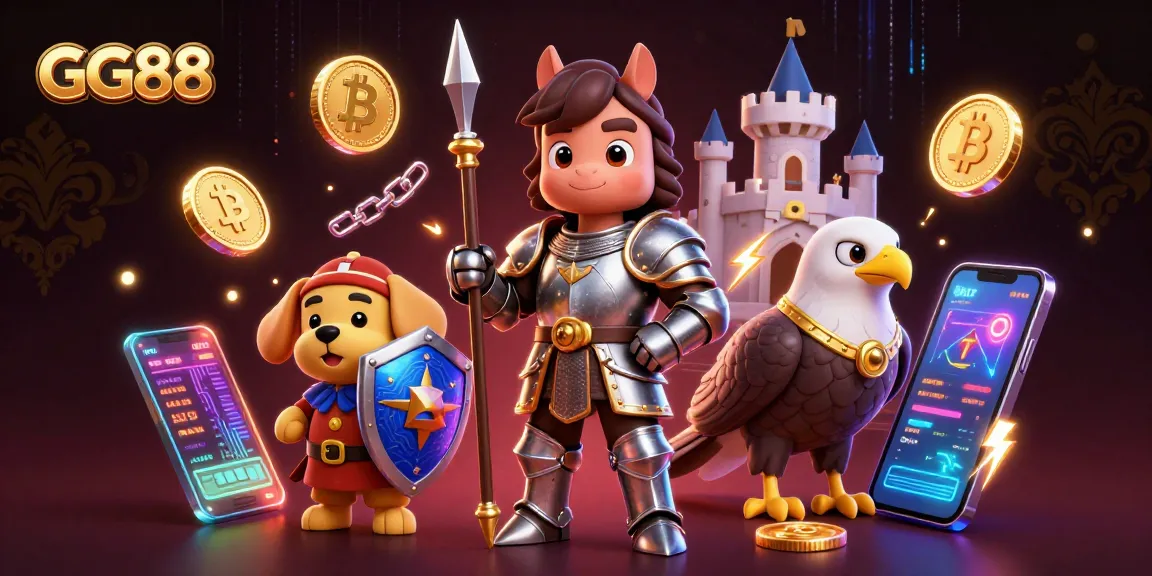 Engage in exciting games at GG88 with vibrant characters and cryptocurrencies featured.