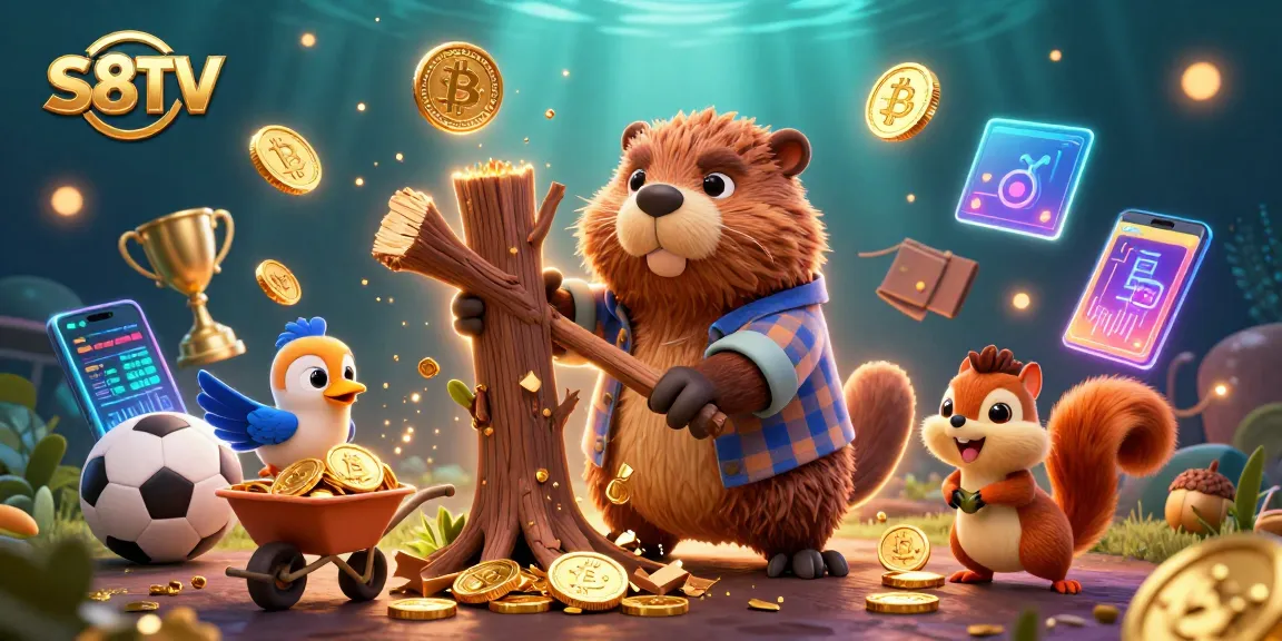 S8TV delivers exhilarating sports betting experiences, featuring vibrant and engaging characters with coins and stadium elements.